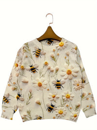 Trendy Ladies Sweater with Bee Pattern - Sophie-Apricot-S-State of Style