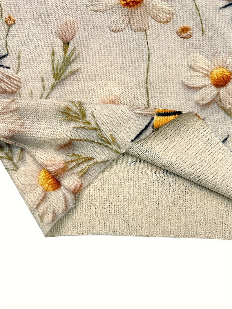 Trendy Ladies Sweater with Bee Pattern - Sophie-Apricot-S-State of Style