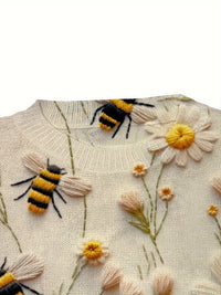 Trendy Ladies Sweater with Bee Pattern - Sophie-Apricot-S-State of Style