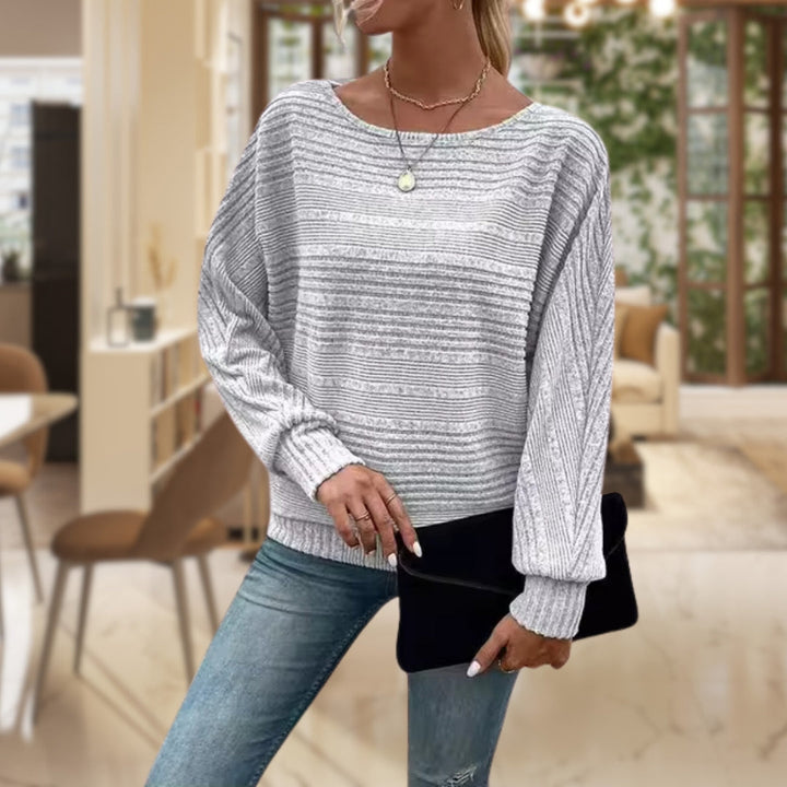 Trendy Ladies' Sweater with Contemporary Texture - Emma-Light Grey-S-State of Style