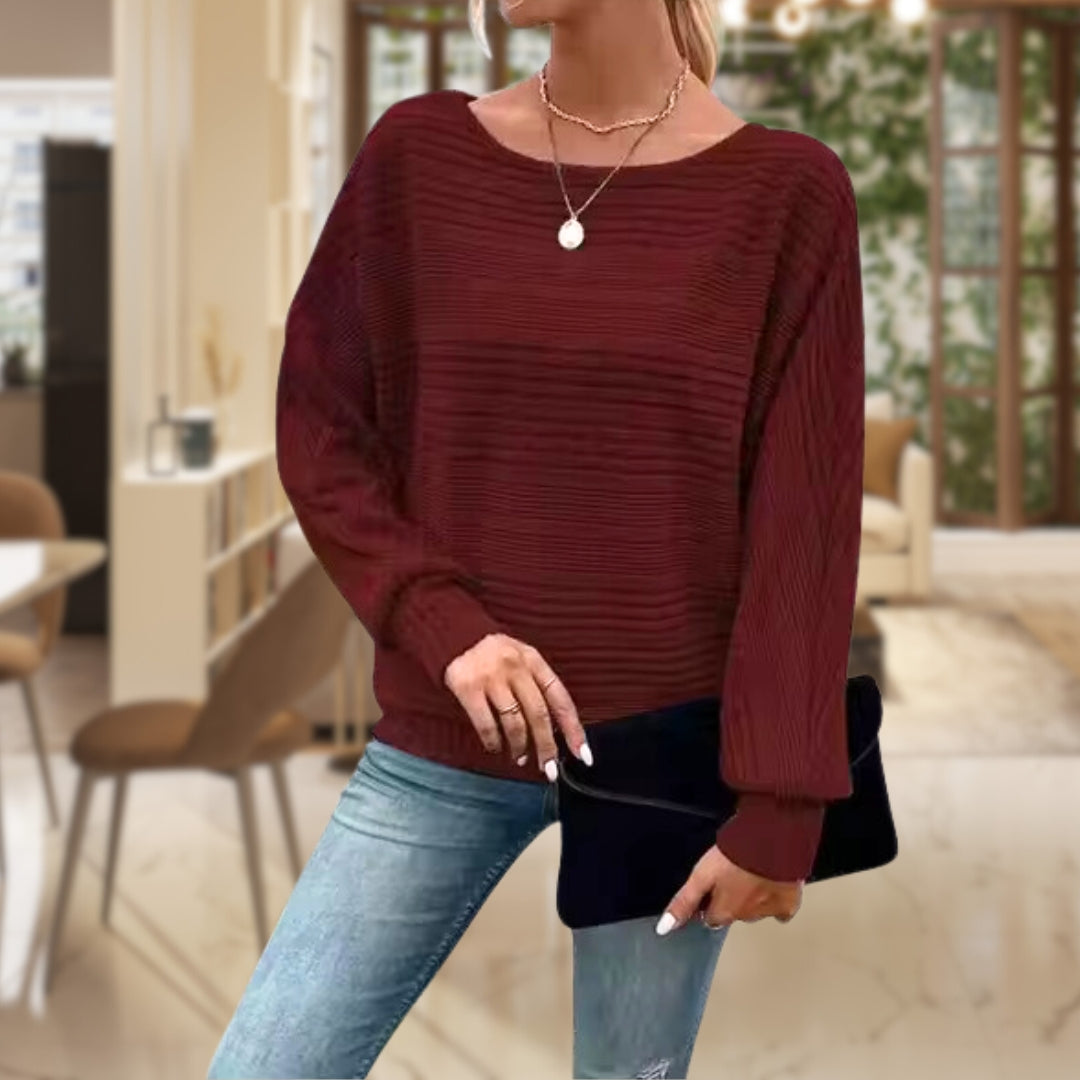 Trendy Ladies' Sweater with Contemporary Texture - Emma-Red-S-State of Style