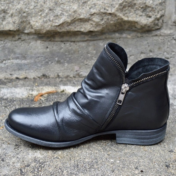 Trendy Leather Ankle Boots - Eva-Black-4.5-State of Style
