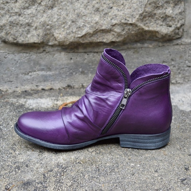 Trendy Leather Ankle Boots - Eva-Purple-4.5-State of Style
