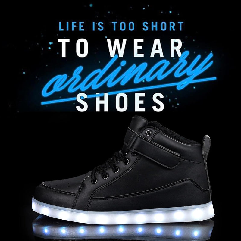 Trendy LED Sneakers with Rechargeable Lights - LumaBoost-Black-4-State of Style
