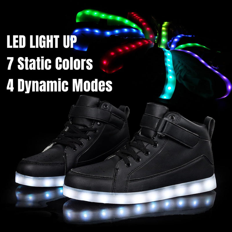 Trendy LED Sneakers with Rechargeable Lights - LumaBoost-Black-4-State of Style