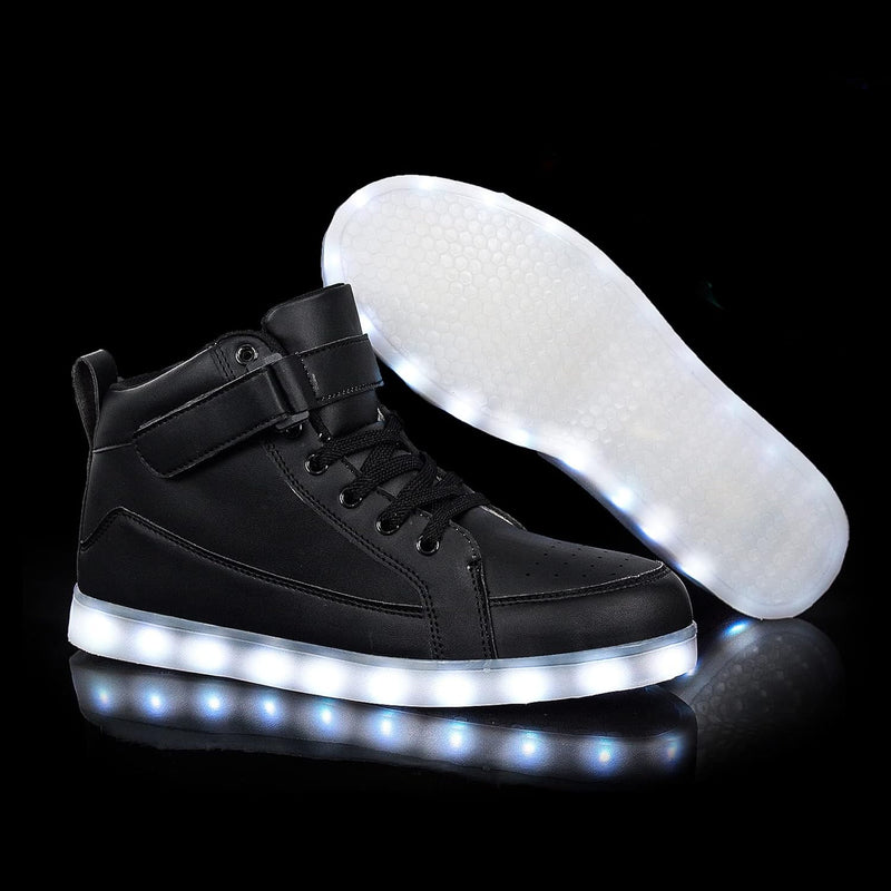 Trendy LED Sneakers with Rechargeable Lights - LumaBoost-Black-4-State of Style