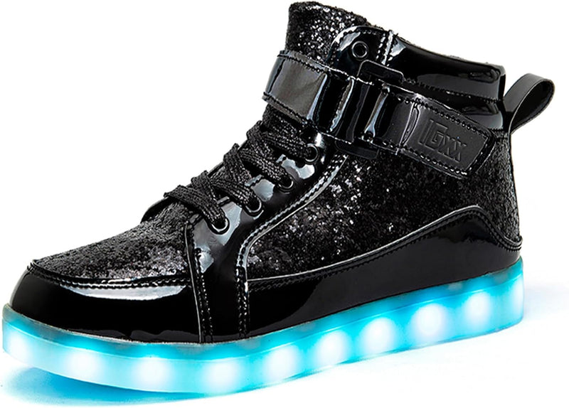 Trendy LED Sneakers with Rechargeable Lights - LumaBoost-Glitter Black-4-State of Style