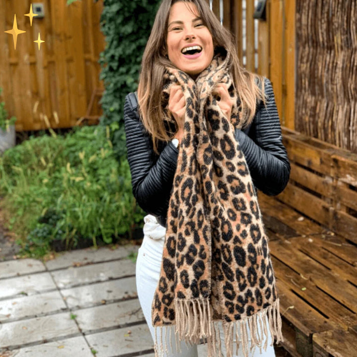 Trendy Leopard Print XL Wool Scarf - Sophia-State of Style