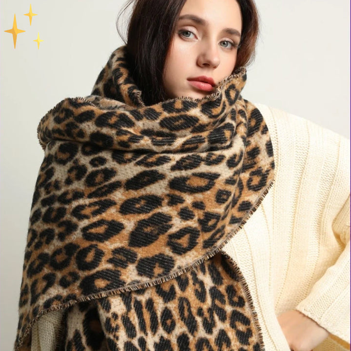 Trendy Leopard Print XL Wool Scarf - Sophia-State of Style
