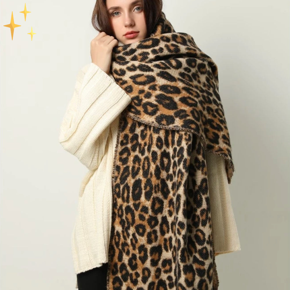 Trendy Leopard Print XL Wool Scarf - Sophia-State of Style