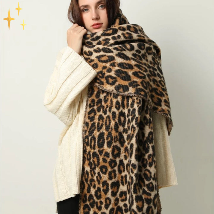 Trendy Leopard Print XL Wool Scarf - Sophia-State of Style