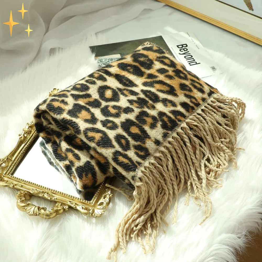 Trendy Leopard Print XL Wool Scarf - Sophia-State of Style