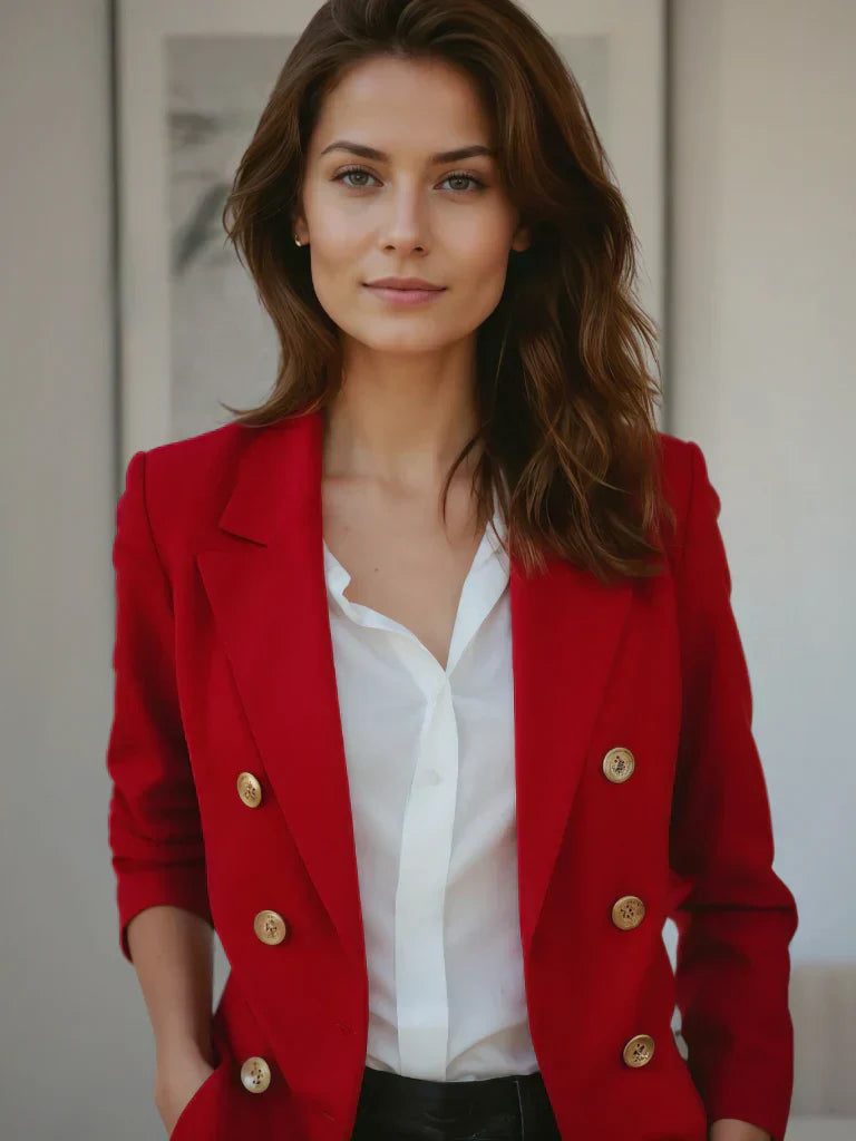 Trendy Lightweight Blazer for Women with Tailored Fit – Riana-Red-S-State of Style