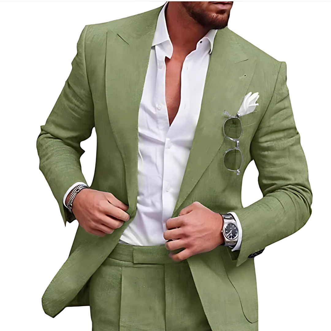 Trendy Linen 2-Piece Beach Suit for Men - Caden-Light Green-S-State of Style