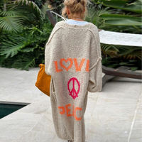 Trendy Long Knitted Cardigan - Sofia-Beige-One Size-State of Style