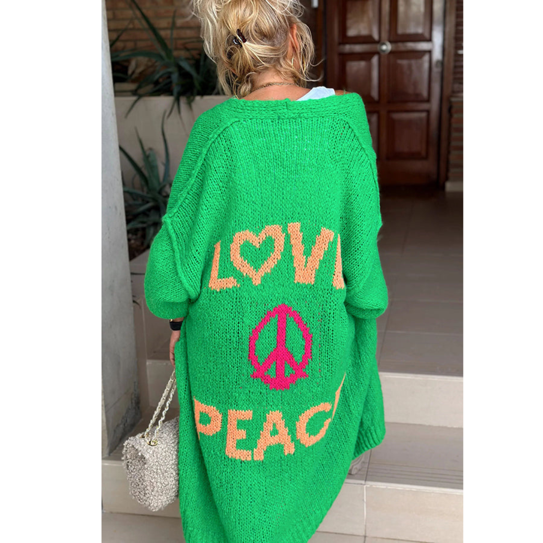 Trendy Long Knitted Cardigan - Sofia-Green-One Size-State of Style