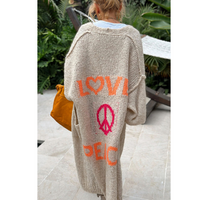 Trendy Long Knitted Cardigan - Sofia-Orange-One Size-State of Style