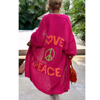 Trendy Long Knitted Cardigan - Sofia-Pink-One Size-State of Style