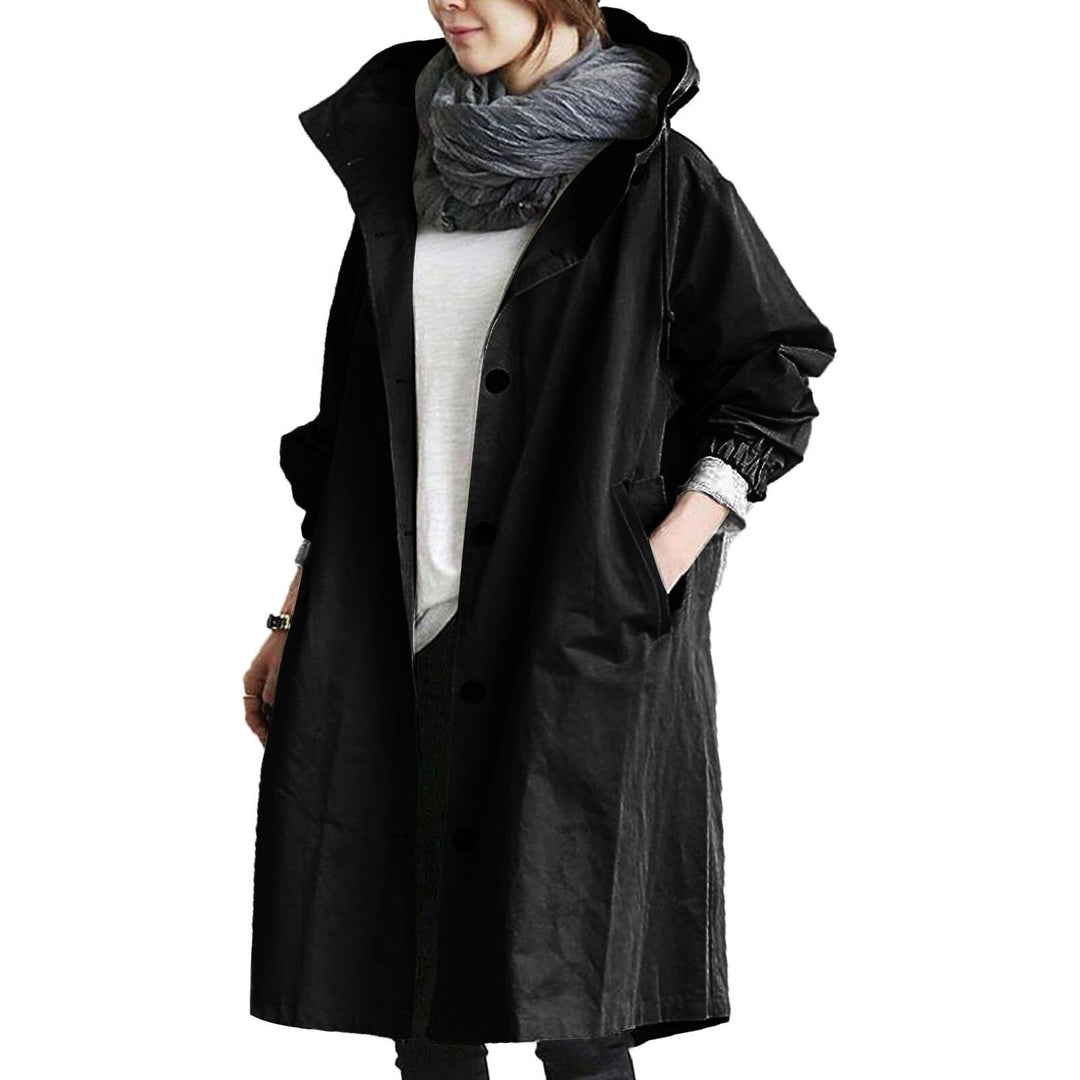 Trendy Long Raincoat for Women - Elise-Black-S-State of Style