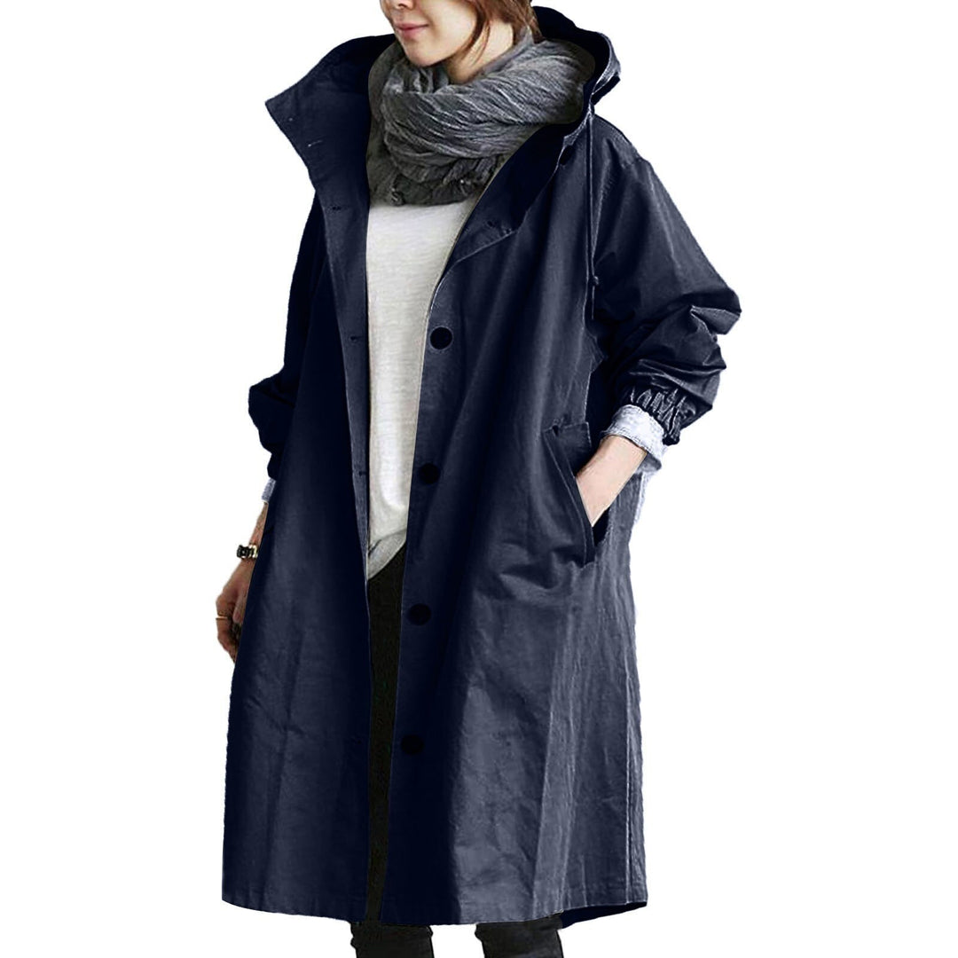 Trendy Long Raincoat for Women - Elise-Dark blue-S-State of Style