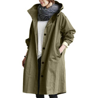 Trendy Long Raincoat for Women - Elise-Olive green-S-State of Style