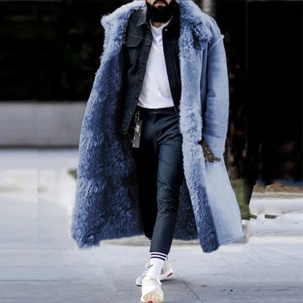 Trendy Long Warm Winter Coat for Men - Matteo-Blue-S-State of Style