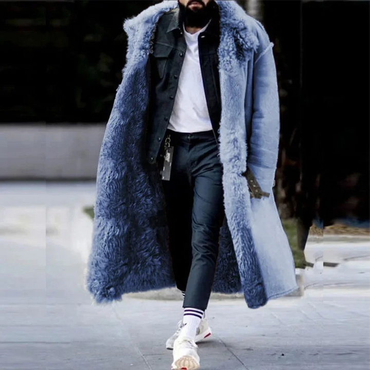 Trendy Long Warm Winter Coat for Men - Matteo-Blue-S-State of Style