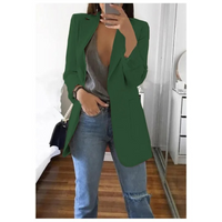Trendy Long Women's Blazer - Valentina-Dark Green-S-State of Style