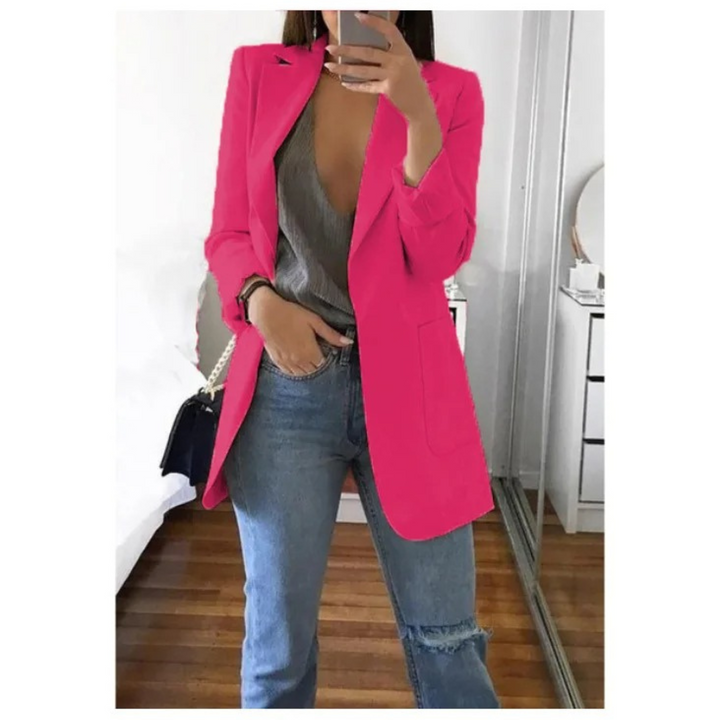Trendy Long Women's Blazer - Valentina-Pink-S-State of Style