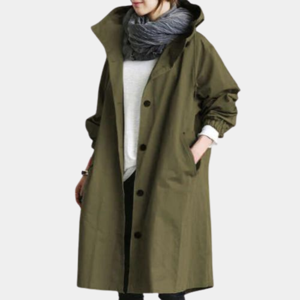 Trendy Long Women's Coat - Alessia-Army Green-XS-State of Style