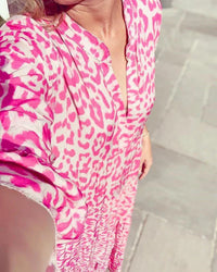 Trendy Maxi Dress with Pink Leopard Print - ChicSafari-S-State of Style