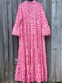 Trendy Maxi Dress with Pink Leopard Print - ChicSafari-S-State of Style