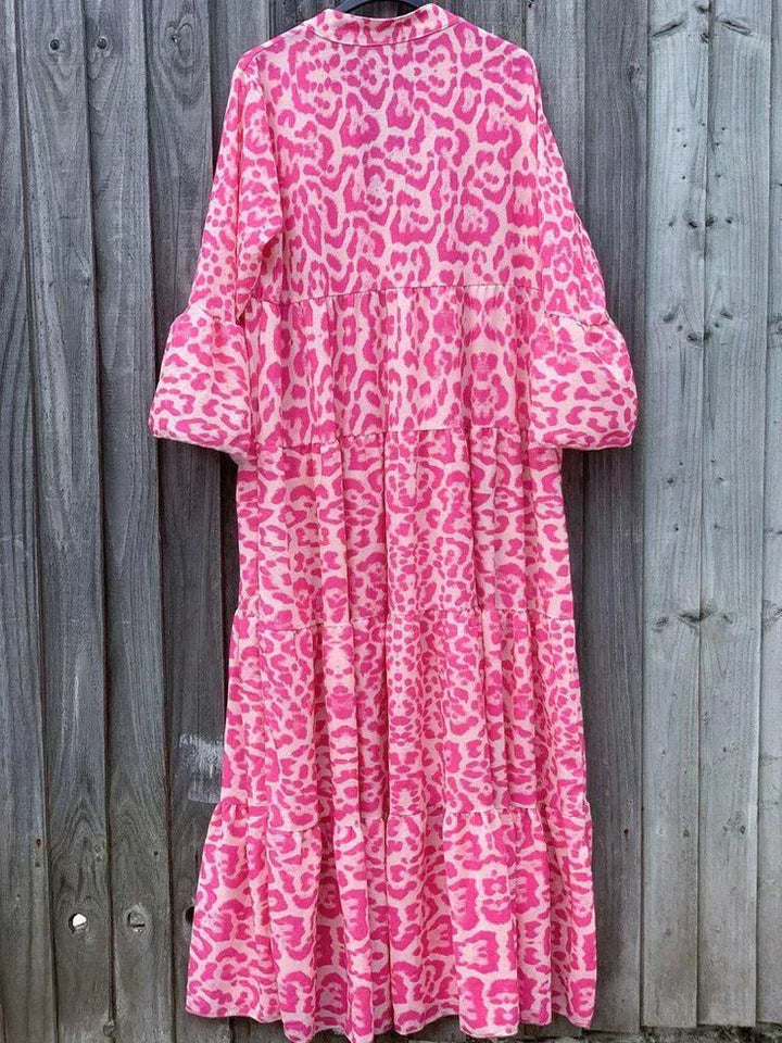 Trendy Maxi Dress with Pink Leopard Print - ChicSafari-S-State of Style