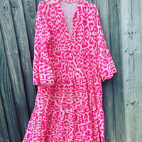 Trendy Maxi Dress with Pink Leopard Print - ChicSafari-S-State of Style