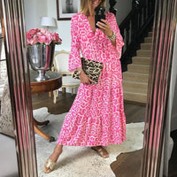 Trendy Maxi Dress with Pink Leopard Print - ChicSafari-S-State of Style