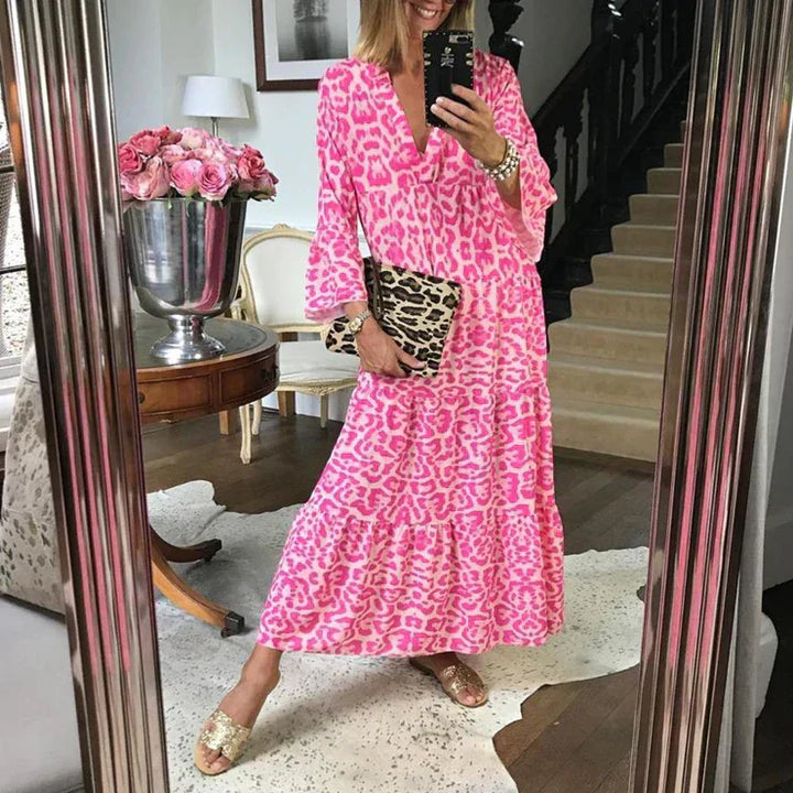 Trendy Maxi Dress with Pink Leopard Print - ChicSafari-S-State of Style