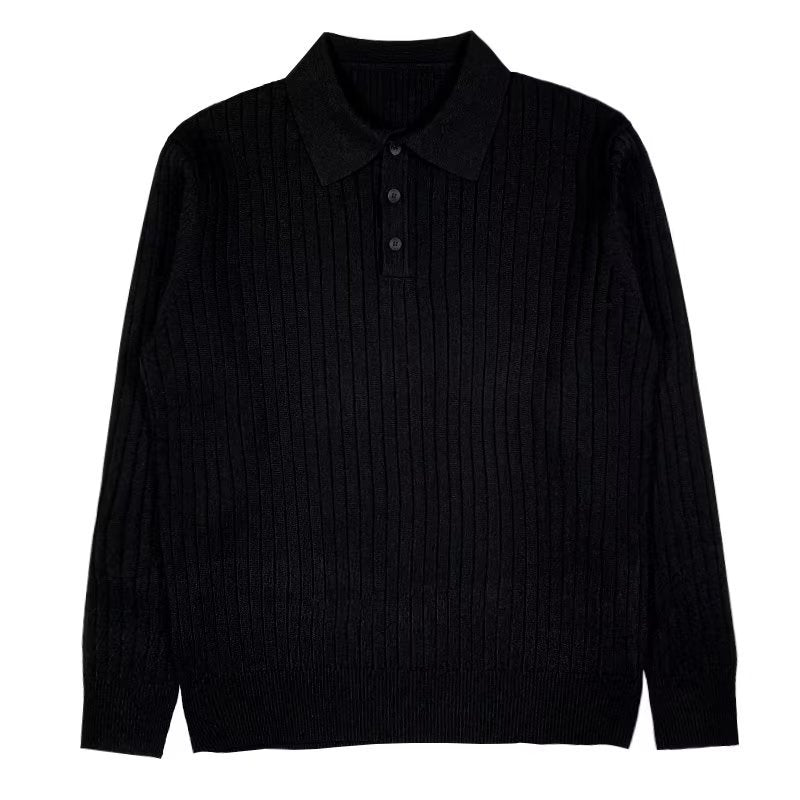 Trendy Men's Autumn Polo Sweater - Oliver-Black-S-State of Style