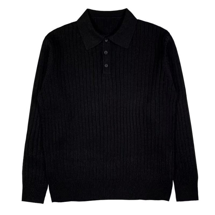 Trendy Men's Autumn Polo Sweater - Oliver-Black-S-State of Style