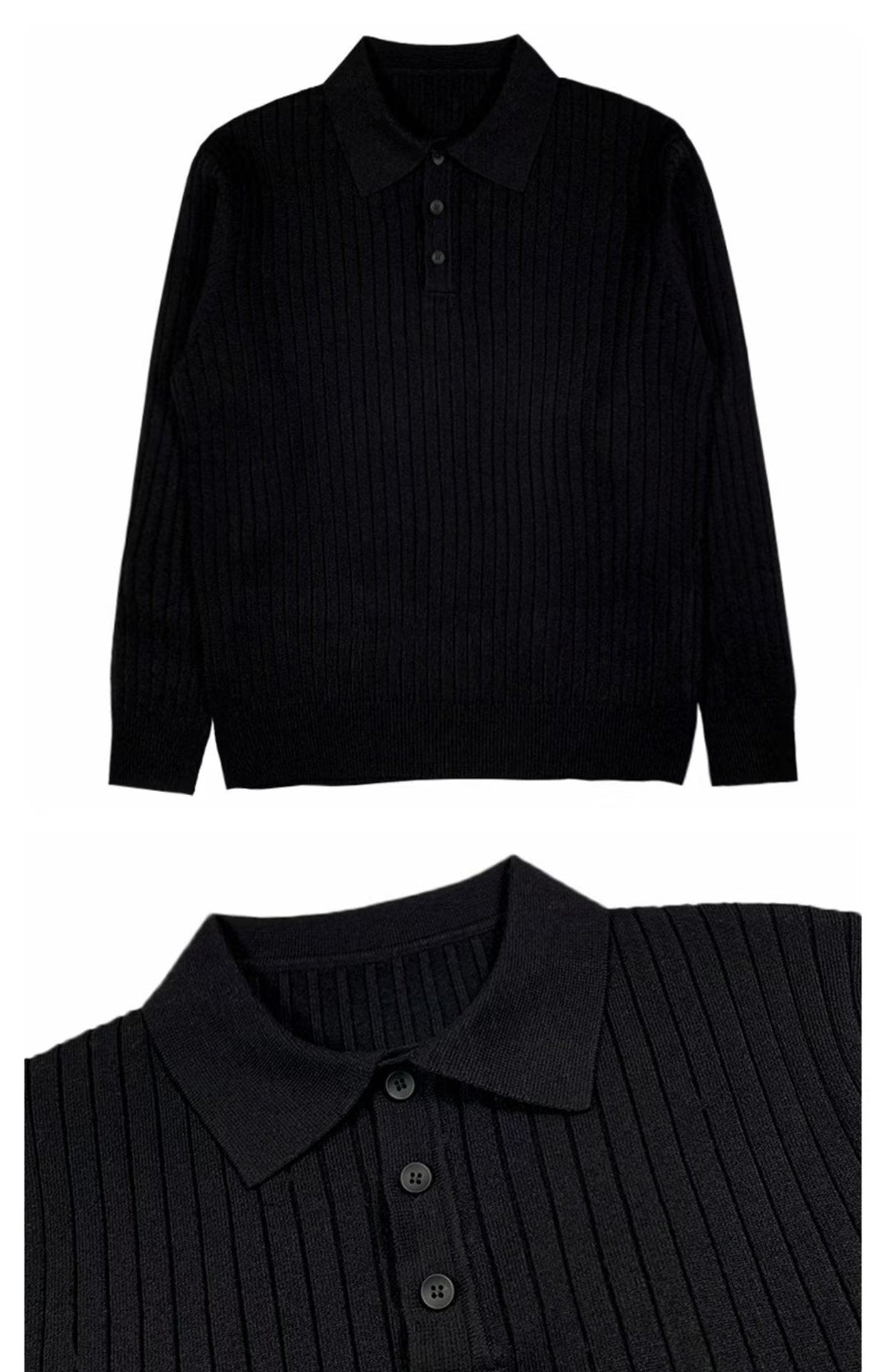 Trendy Men's Autumn Polo Sweater - Oliver-Black-S-State of Style