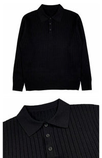 Trendy Men's Autumn Polo Sweater - Oliver-Black-S-State of Style