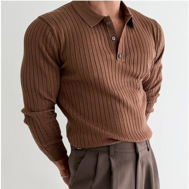 Trendy Men's Autumn Polo Sweater - Oliver-Brown-S-State of Style