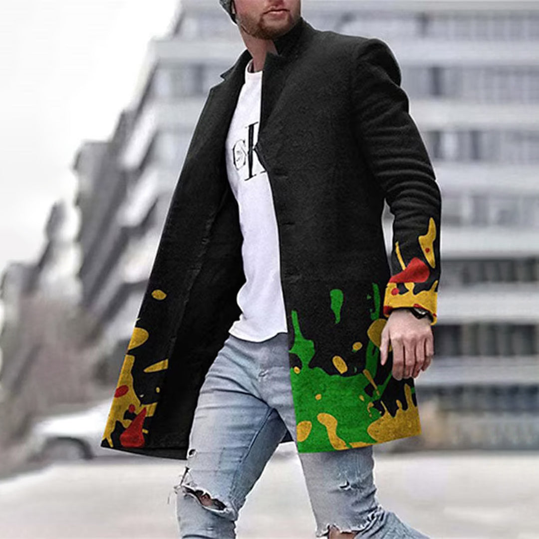 Trendy Men's Coat with Unique Pattern - Laurent-Green-S-State of Style