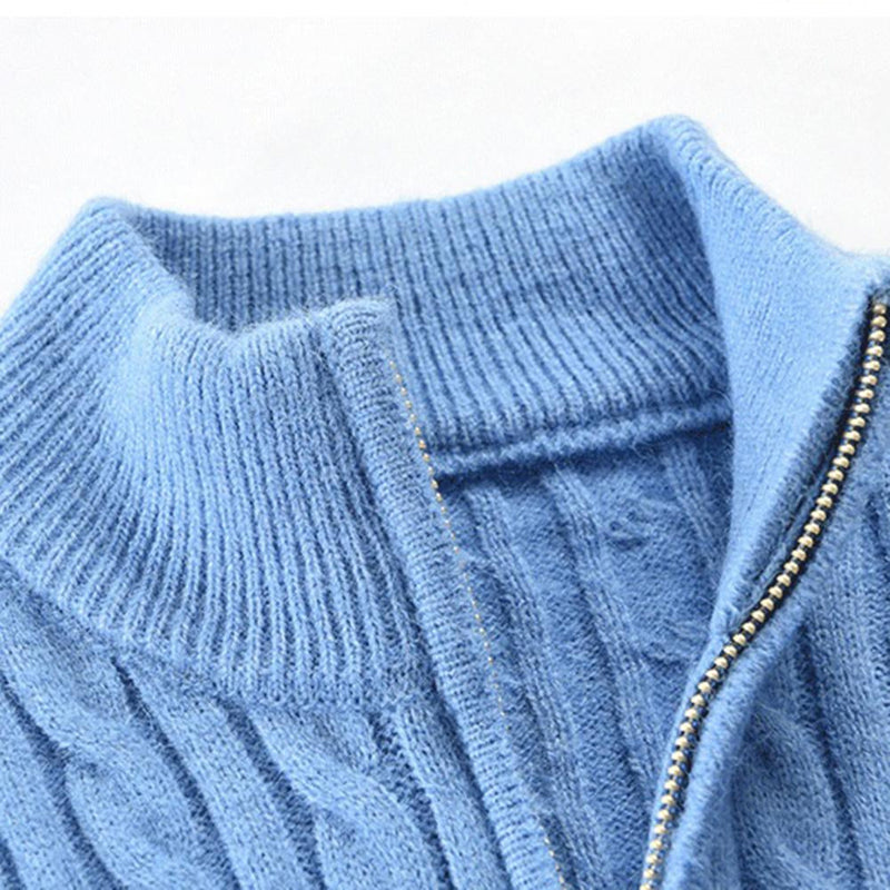 Trendy Men’s Jumper with Stand-Up Collar - Ruben-Blue-M-State of Style