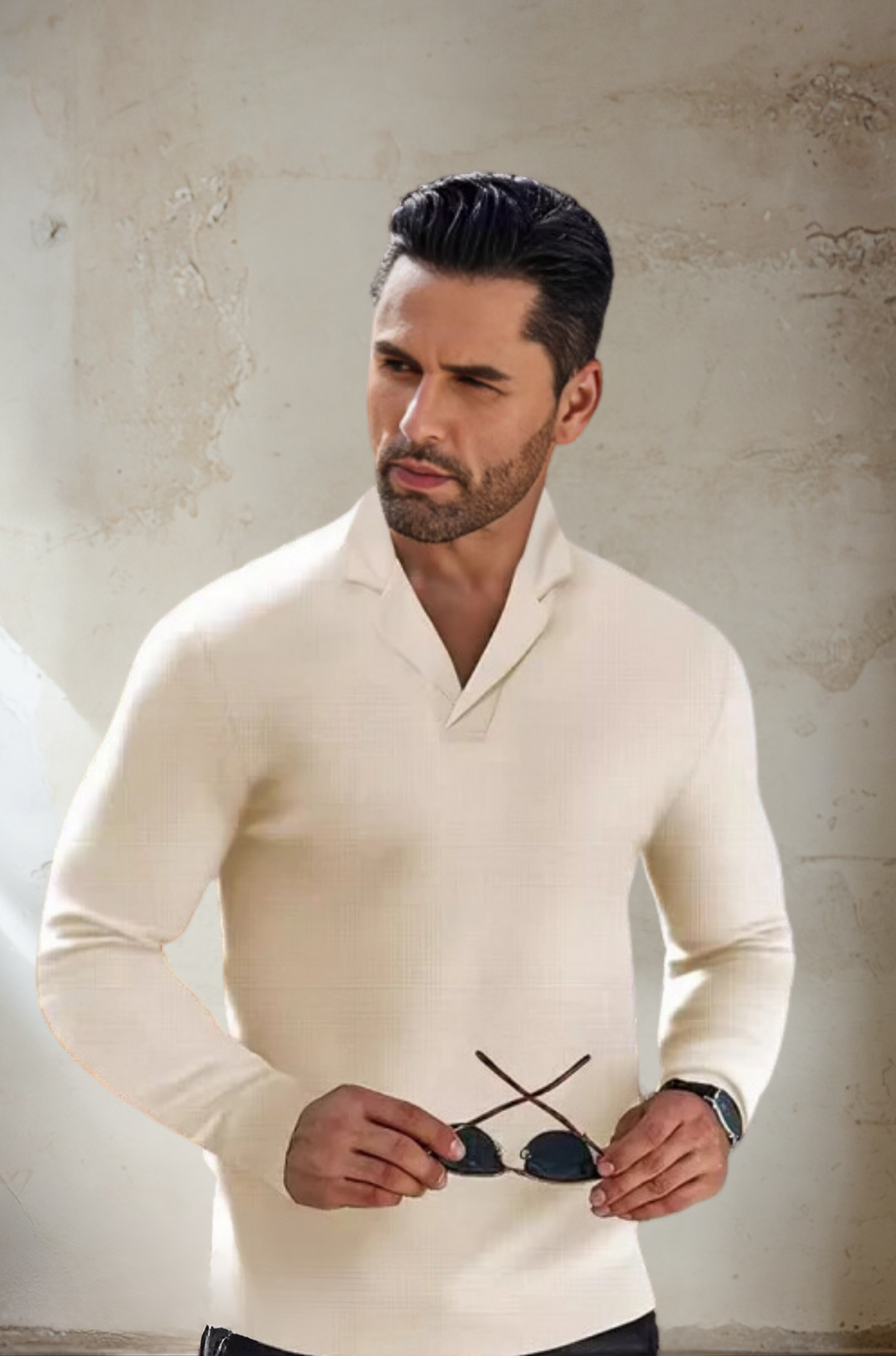 Trendy Men's Polo Sweater - Felix-Khaki-S-State of Style