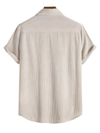 Trendy men's summer set with striped design - Beach Style-Beige-State of Style