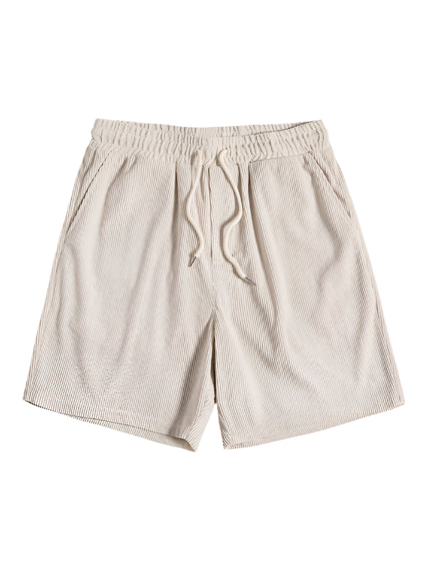 Trendy men's summer set with striped design - Beach Style-Beige-State of Style