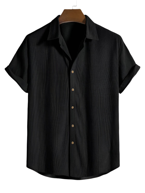 Trendy men's summer set with striped design - Beach Style-Beige-State of Style