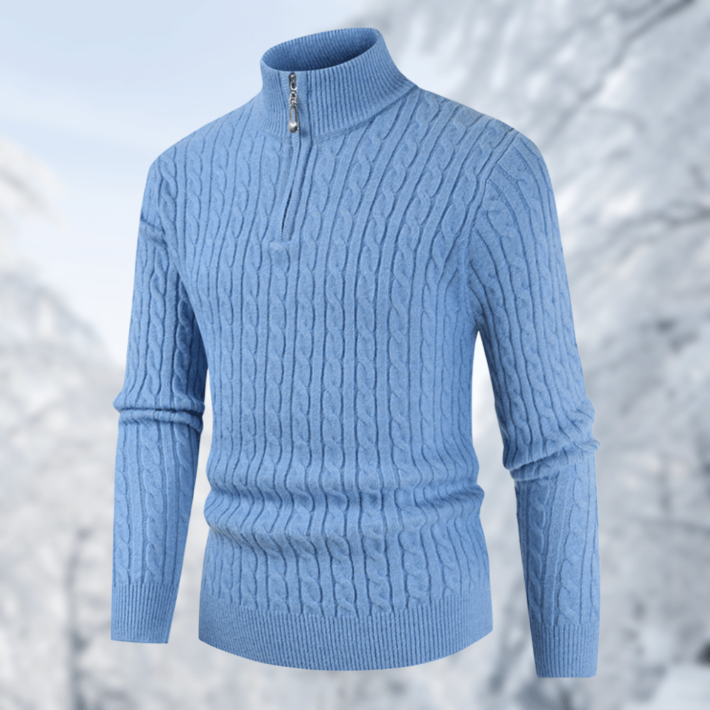 Trendy Men's Sweater with Stand-up Collar - Ruben-Blue-M-State of Style