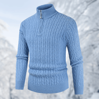Trendy Men's Sweater with Stand-up Collar - Ruben-Blue-M-State of Style