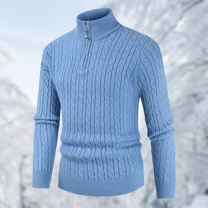 Trendy Men's Sweater with Stand-up Collar - Ruben-Blue-M-State of Style